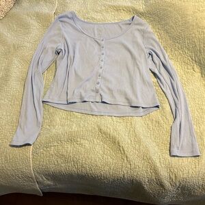 A New Day Women’s Long Sleeve Shirt With Buttons Periwinkle Blue Extra Large
